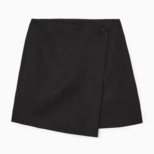 Cos linen asymmetrical mini wrap skirt black